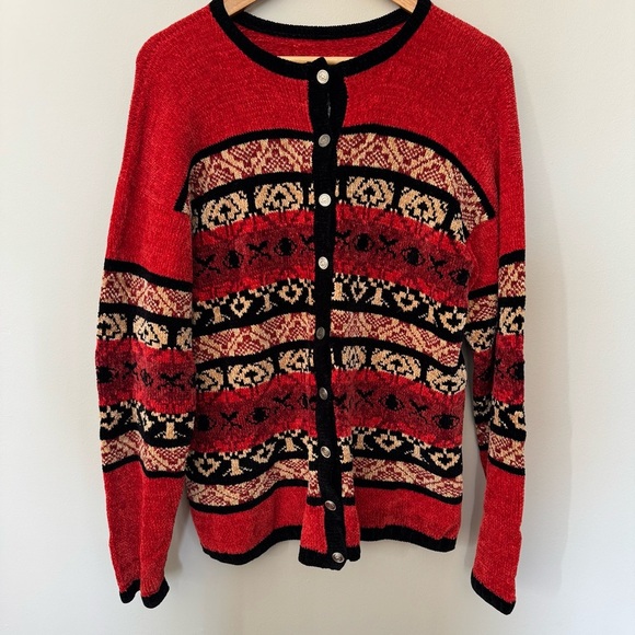 CB Milligan Milligan Brand Southwest Vintage Chenille Cardigan Size Medium - Picture 1 of 6